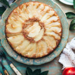 apple cake upside down cake with apples on table